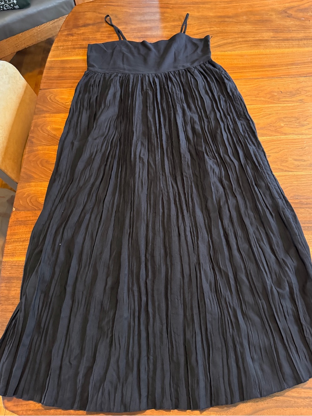 Nic + Zoe New Camisole Long Black Dress Crinkle Skirt Missing Knit overlayer, M